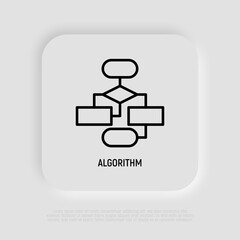 Wall Mural - algorithm, flowchart, strategy thin line icon. modern vector illustration.