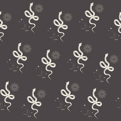Wall Mural - Seamless pattern with snake silhouette. Editable Vector Illustration.