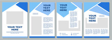 Geometric Blue Informational Brochure Template. Flyer, Booklet, Leaflet Print, Cover Design With Copy Space. Your Text Here. Vector Layouts For Magazines, Annual Reports, Advertising Posters