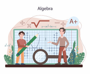 Wall Mural - Math school subject. Students studying algebra. Science, technology