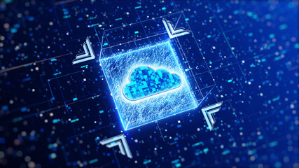 Leinwandbilder - cloud computing. The concept of protecting and storing data on digital information networks. cyber security technology background. Big data.