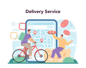 Wall Mural - pizzeria online service or platform. chef cooking tasty delicious pizza