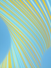 Wall Mural - Wave-like blue and yellow twisted striped background. 3d rendering illustration