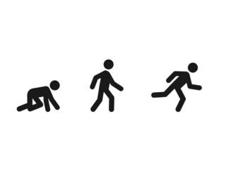 Canvas Print - crawl walk run pictogram icon set. clipart image isolated on white background