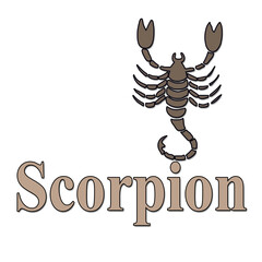 brown scorpion and text white background