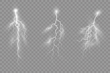 Wall Mural - set of zippers, thunderstorm and effect lightning.
