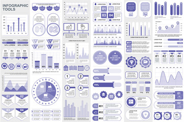 Poster - Bundle infographic elements data visualization vector design template. Can be used for steps, business processes, workflow, diagram, flowchart concept, timeline, marketing icons, info graphics.