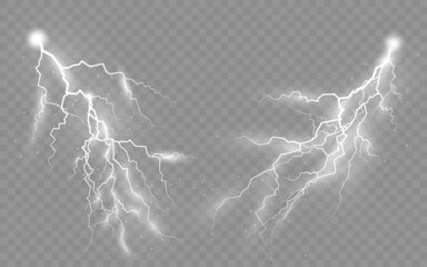 Wall Mural - set of zippers, thunderstorm and effect lightning.
