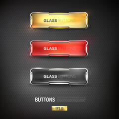 Wall Mural - buttons set web steel on background color black 7edit