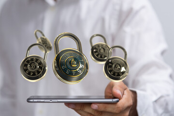 Fototapete - ybersecurity and information or network protection