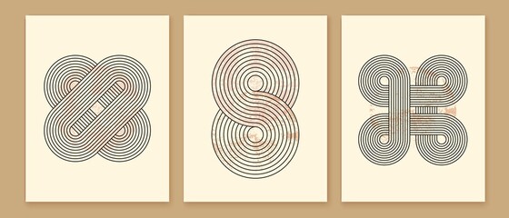 Poster - Set of modern minimalist mid century style abstract backgrounds. Wall art prints design.