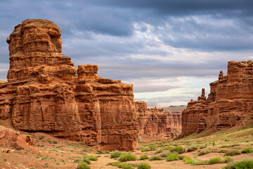 Wall Mural - Geological rock formations in Charyn Canyon, Kazakhstan