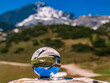 Crystal ball alpine landscape shot at the famous Alpspitze summit near Garmisch Partenkirchen, Bavaria, Germany