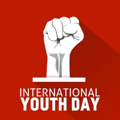 International Youth day icon. Hand illustration vector. Suitable for Poster, Banners, campaign and greeting card. 