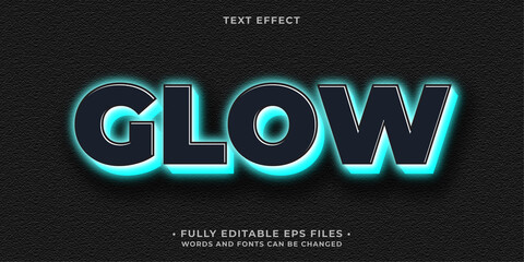Wall Mural - neon glowing blue and black text effect editable eps cc
