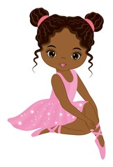Beautiful African American in Pink Tutu Dress 