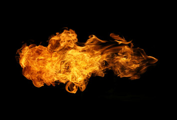 Wall Mural - Fire and burning flame torch isolated on black background for graphic design