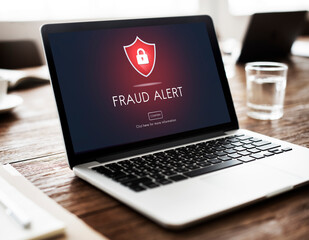 Wall Mural - fraud alert caution defend guard notify protect concept
