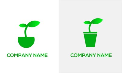 Wall Mural - Set of plant with pot logo design concept natural, on isolated background