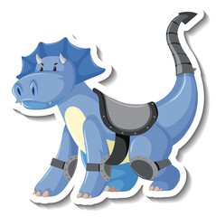 Poster - Cute blue dragon cartoon character sticker