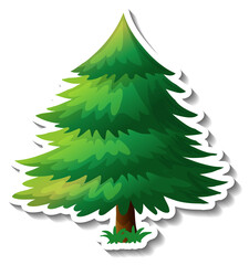 Poster - A tree with green leaves sticker on white background