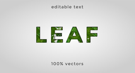 Editable text leaf with floral style Premium Vector