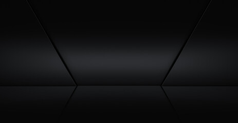 Abstract futuristic black Background. Future modern design wall. 3D Rendering