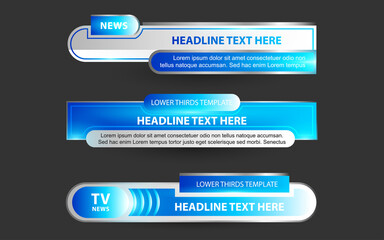 Wall Mural - set collection vector of broadcast news lower thirds template layout design banner for bar headline 