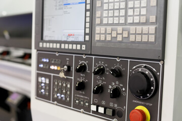 Wall Mural - CNC machine control console close up