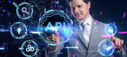 API - Application Programming Interface. Software development tool. Business, modern technology, internet and networking concept