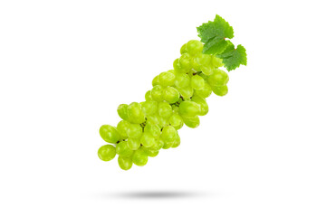 Wall Mural - Fresh green grapes isolated on white background, selective focus