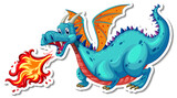 Fototapeta Pokój dzieciecy - Cute Dragon cartoon character sticker