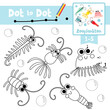Dot to dot educational game and Coloring book Zooplankton animal cartoon character vector illustration