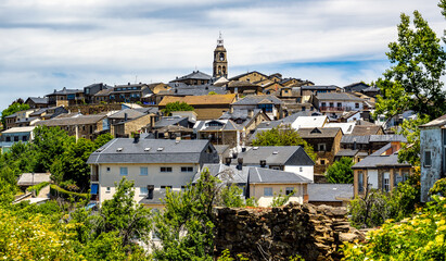 Wall Mural - Panoramic cityscape of the monumental town of Puebla de Sanabria in Castile and Leon, Spain.