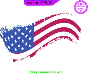 Sticker - USA Flag. Distressed American waving flag with splash elements, patriot, military flag Distressed American flags set, eps10, transparent background, high resolution, Only commercial use