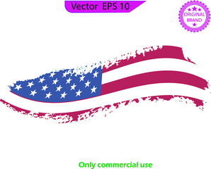 Sticker - USA Flag. Distressed American waving flag with splash elements, patriot, military flag Distressed American flags set, eps10, transparent background, high resolution, Only commercial use