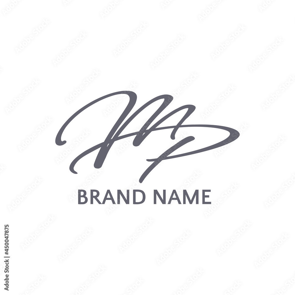 simple cursive mp letter logo Basic RGB Stock Vector | Adobe Stock