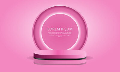 Wall Mural - realistic 3D pink podium cosmetic product display