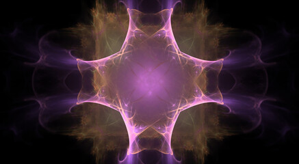 Poster - Beautiful Digital Symmetric Fractal cosmic energy vibrant flowing lines and soothing pastel colors