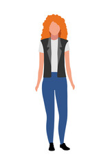 Ginger haired girl semi flat color vector character. Posing figure. Full body person on white. Youth subculture participator isolated modern cartoon style illustration for graphic design and animation