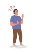 Man feels bewildered semi flat color vector character. Confused figure. Full body person on white. Being completely puzzled isolated modern cartoon style illustration for graphic design and animation