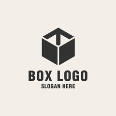 Letter T with box logo template on monogram style