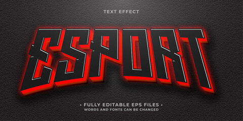 Wall Mural - neon glowing red esport text effect editable eps cc
