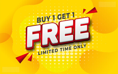 Wall Mural - Editable text Buy one get one free sale yellow background