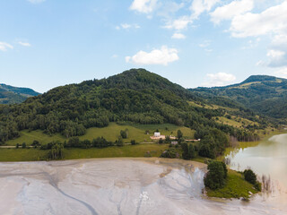 Aerial view of the natural disaster in Geamana Village, Alba County, Transylvania, Romania