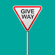 Give way sign isolated on white background vector illustration.