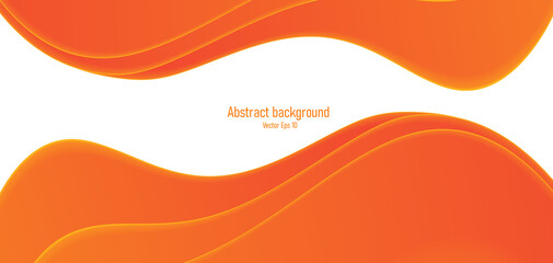 Wall Mural - fluid graphic element, orange vivid fluid stains, abstract composition, shapes flowing from top and bottim of the screen to the center