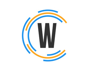 Technology logo design with W letter concept. W Letter technology logo