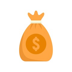 Wall Mural - Crowdfunding money bag icon flat isolated vector