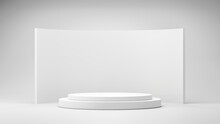 3D Render, Minimal Empty Podium Or Pedestal Display And Backdrop,Blank Product Shelf For Presentation.